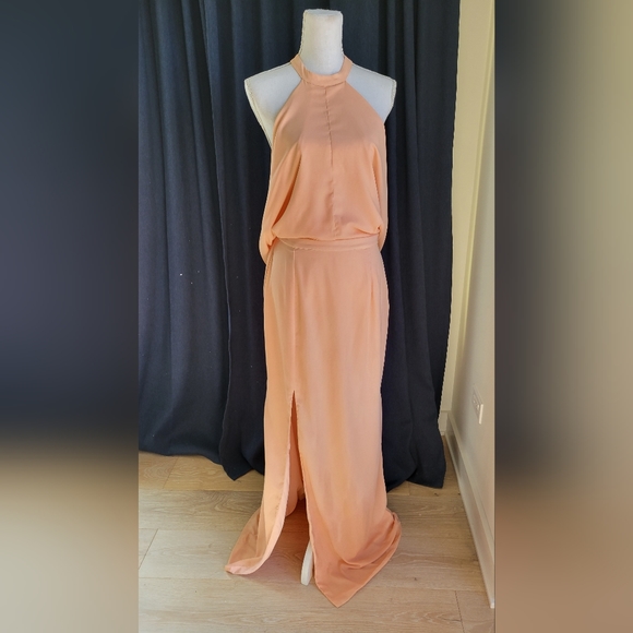 MISSGUIDED | Peach Cowl Back Maxi Dress - Picture 9 of 16